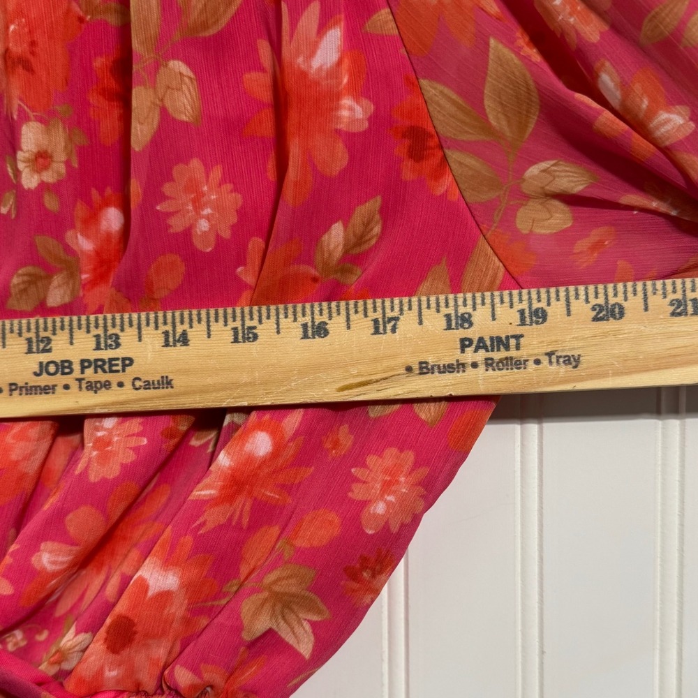 Peach Love California Floral Crop Top NWOT Coquette L Smocked Pink Boho Romantic - Picture 4 of 8